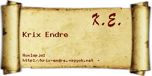 Krix Endre névjegykártya